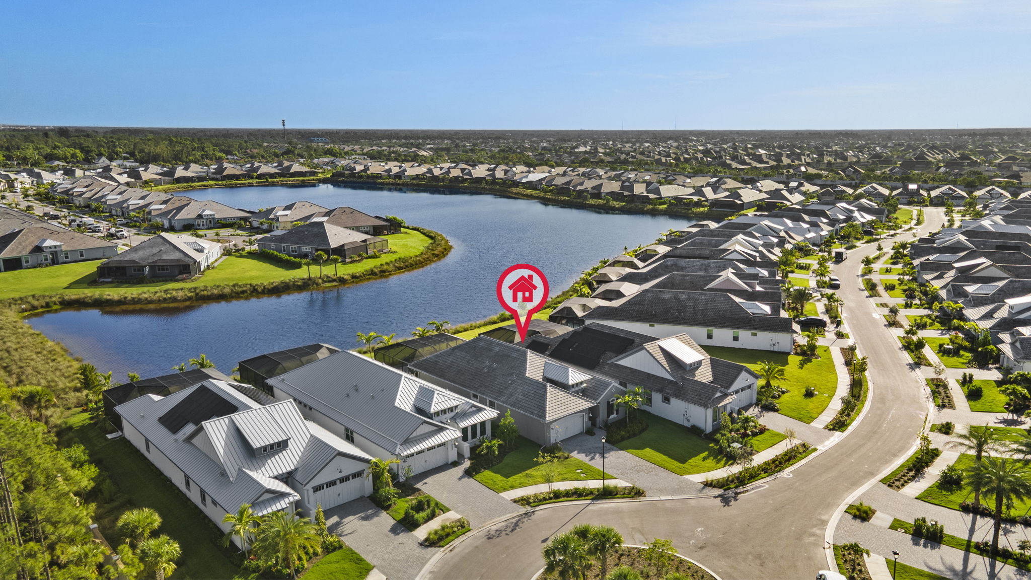 Aerial View 3 - magnificent long lake views, quiet cul-de-sac