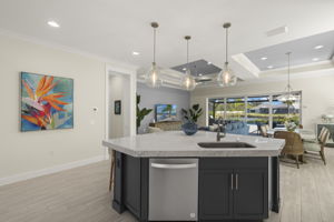 Kitchen blends seamlessly with the living and dining areas