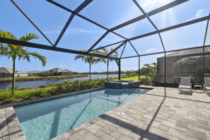 Pool & spa with dramatic long lake views