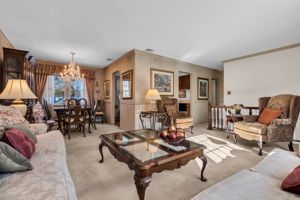 Open floor plan - continues hardwood under carpeting