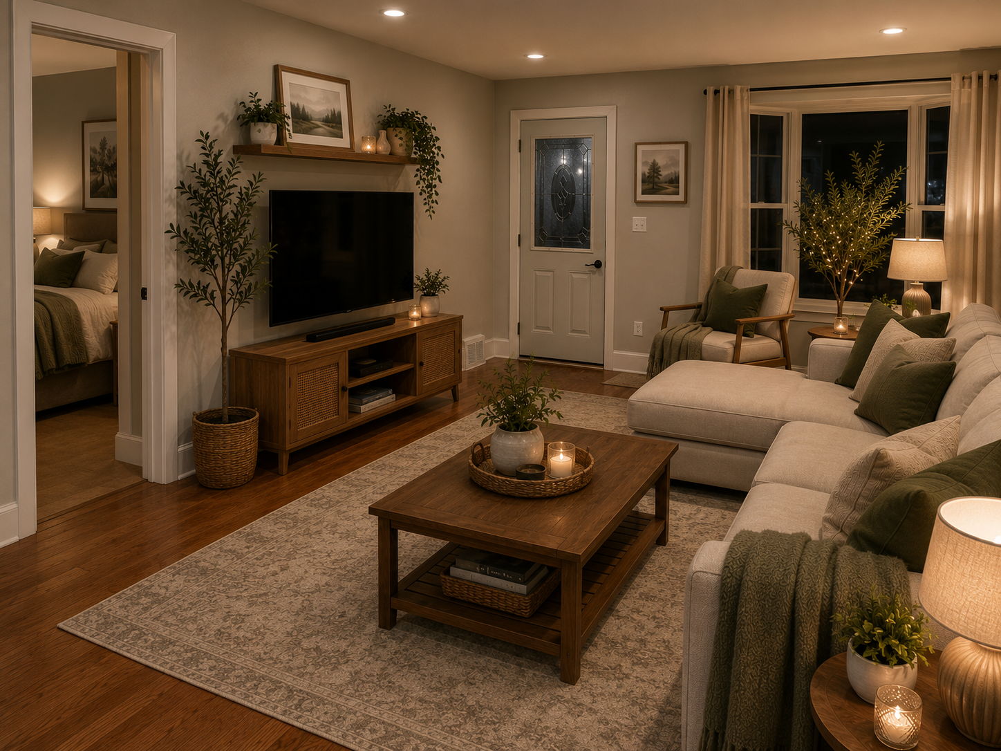 Virtually staged living room