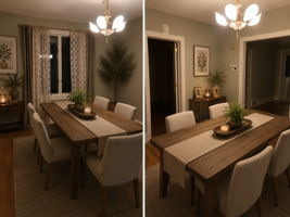 Virtually staged dining room