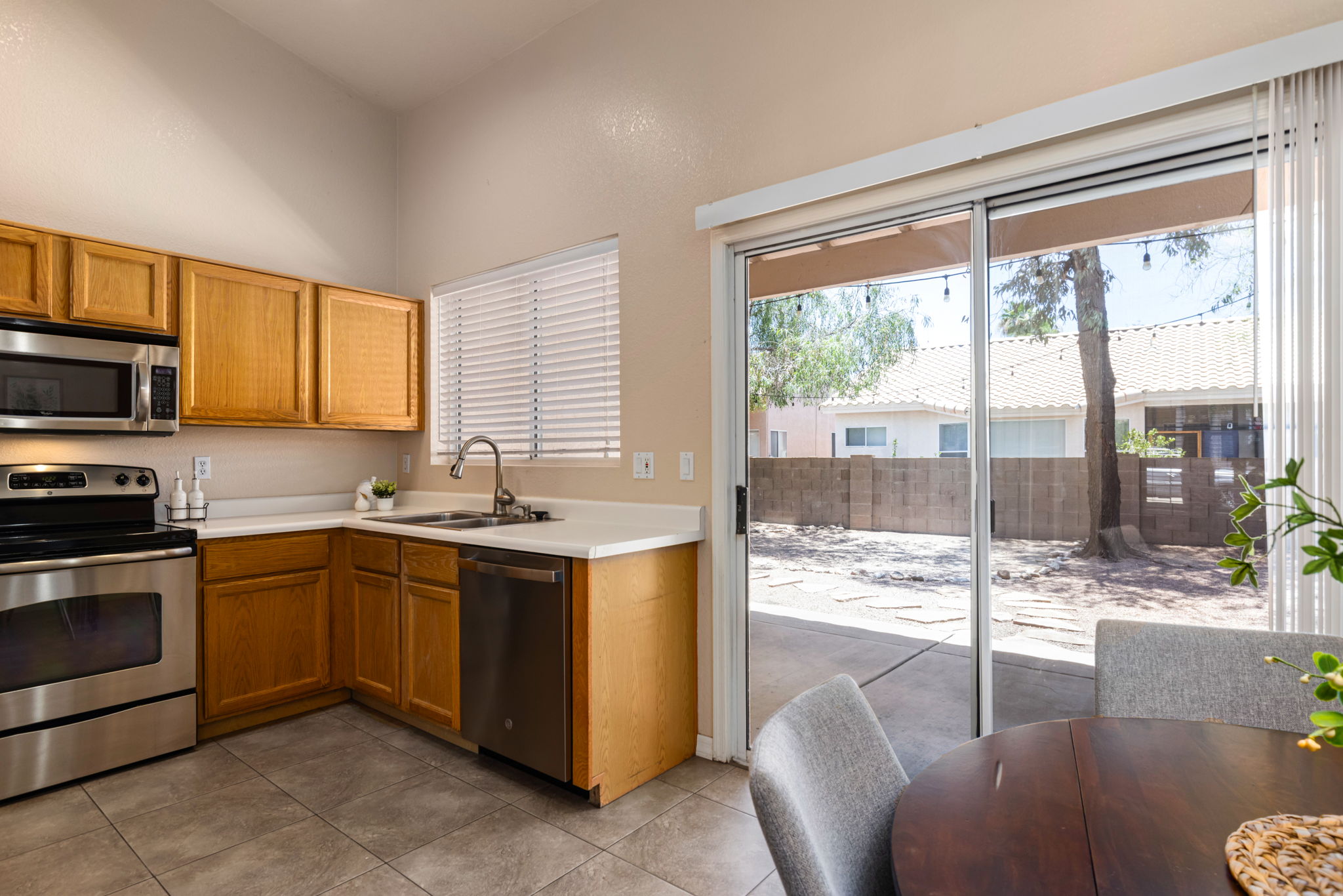 Sliding glass door to the backyard.