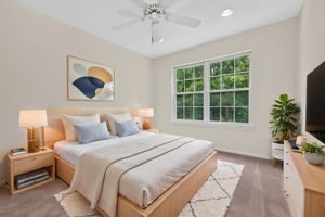 Virtually Staged. 2 Recessed lighting, ceiling fan, double slider closet, NEW CARPETING!
