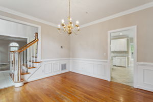 Spacious dining area for gatherings or entertaining.