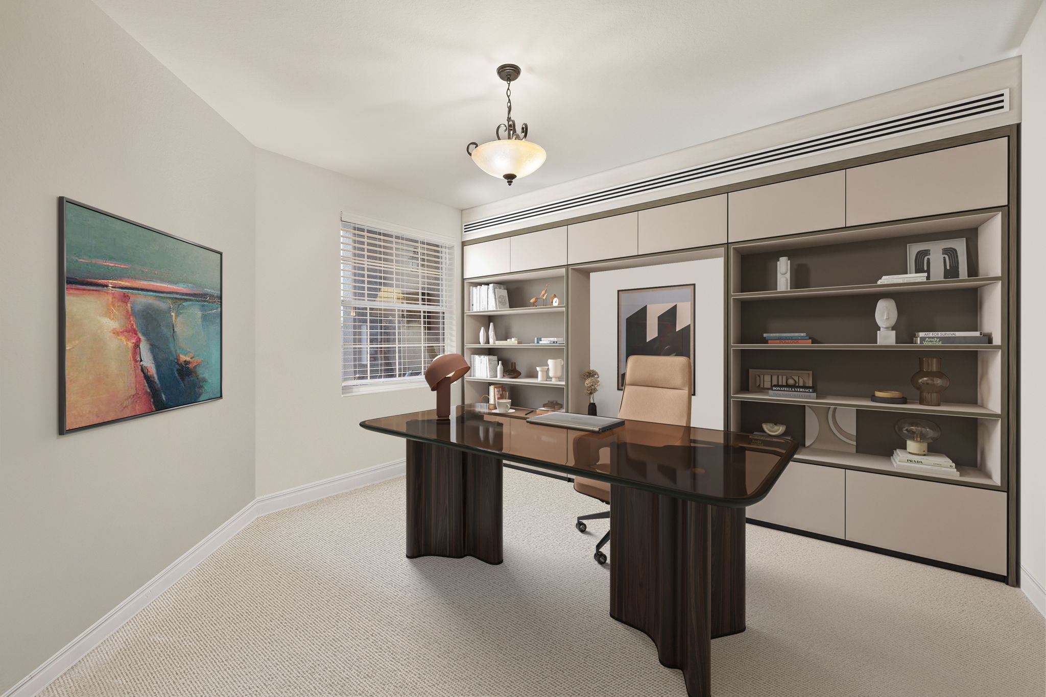 What if current den was made to a modern office? Virtual Staging.