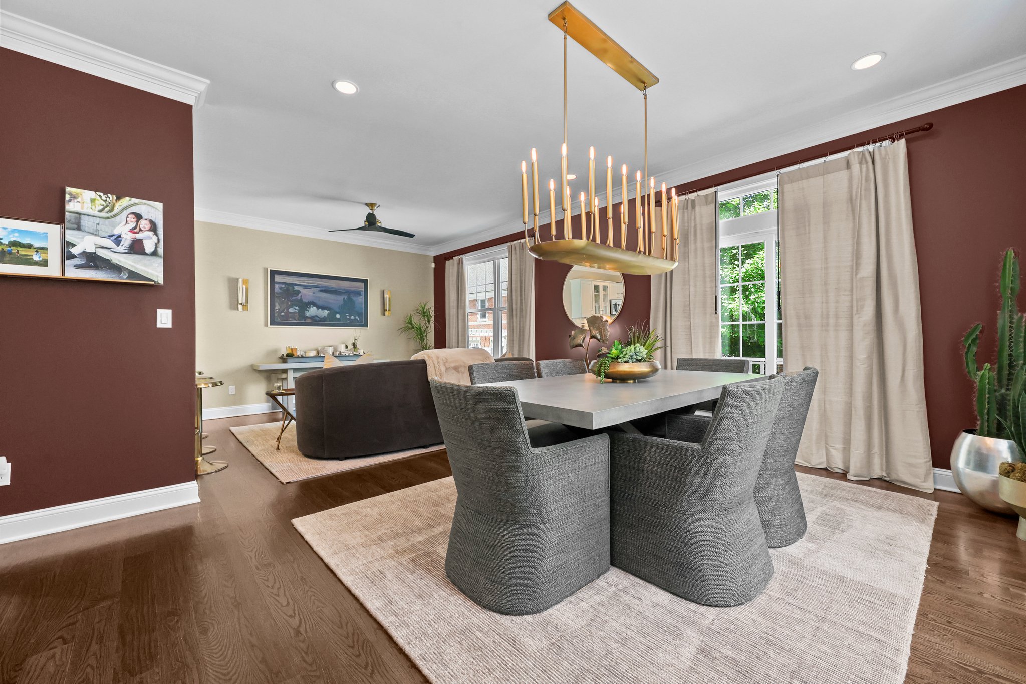 Elegant Dining Space & Living Room w/Sliders to Balcony