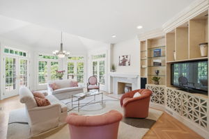 Family Room with Wood-Burning Fireplace