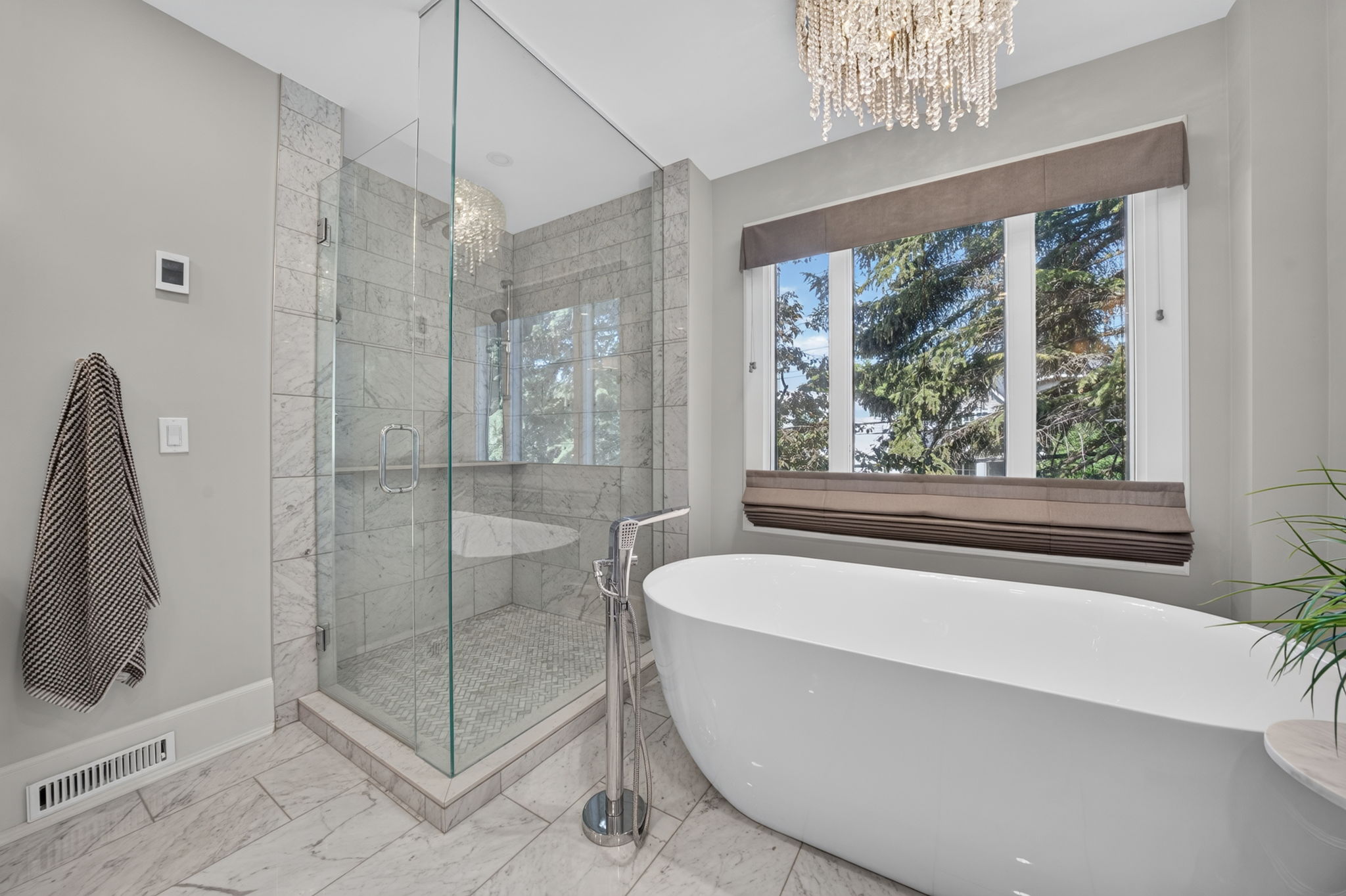 Spa-inspired ensuite with freestanding tub