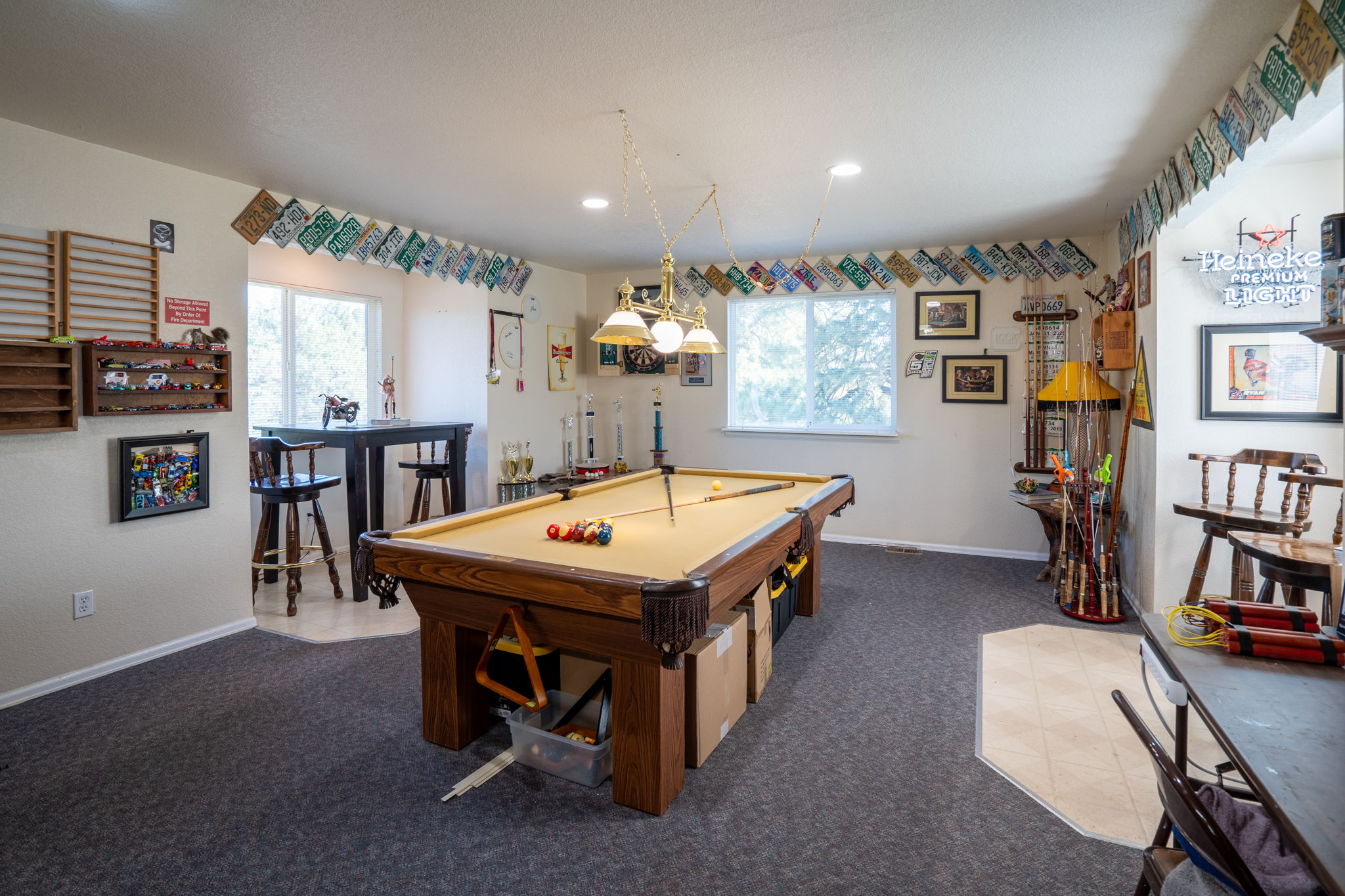 Upper floor private getaway perfect for a game room, home office, home gym or art studio.