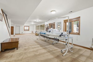 Large lower level main living area with plenty of natural light and space for entertaining.