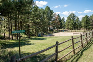 View of the riding arena from the road.