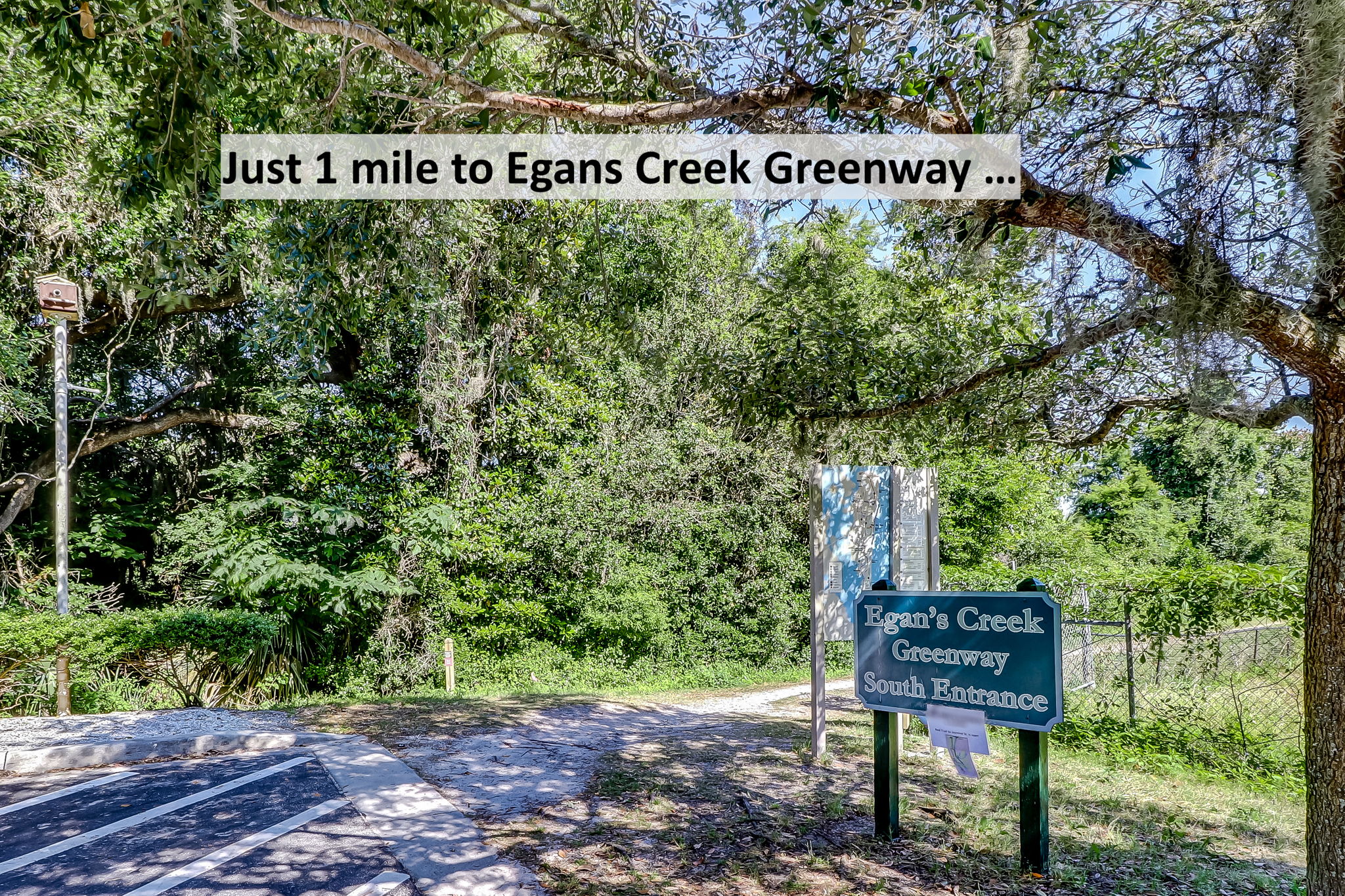 ... and an easy walk or bike ride to Egans Creek ...