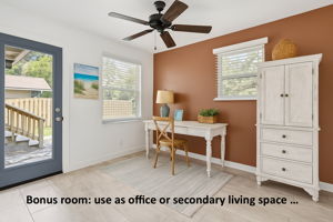 ...  while a flexible bonus room adds extra space for work or leisure.