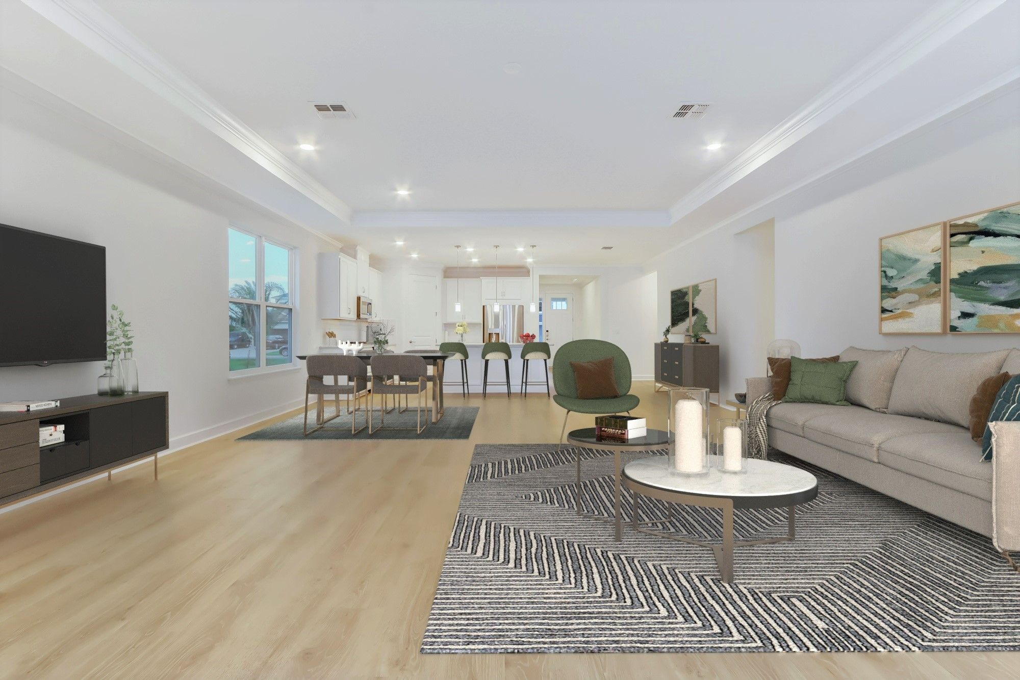 Virtually Staged Living/Dining/Kitchen