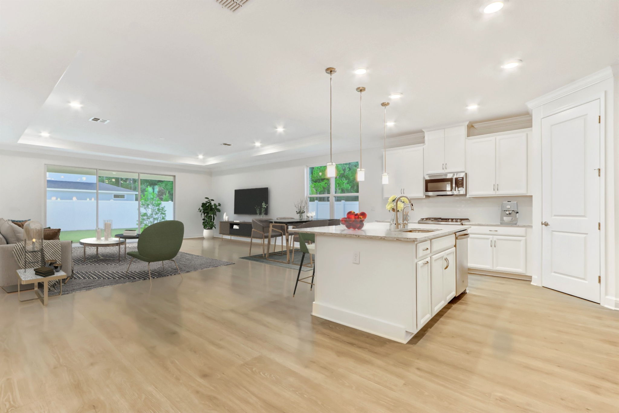 Virtually Staged Kitchen/Dining/Living