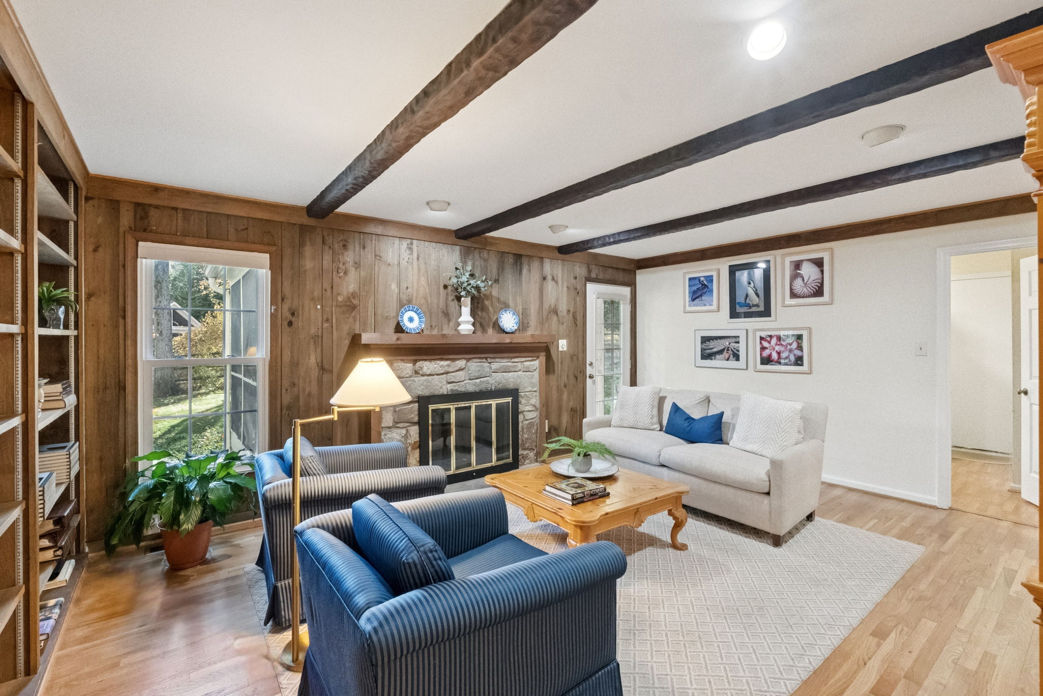 Family Room with Wood Fireplace