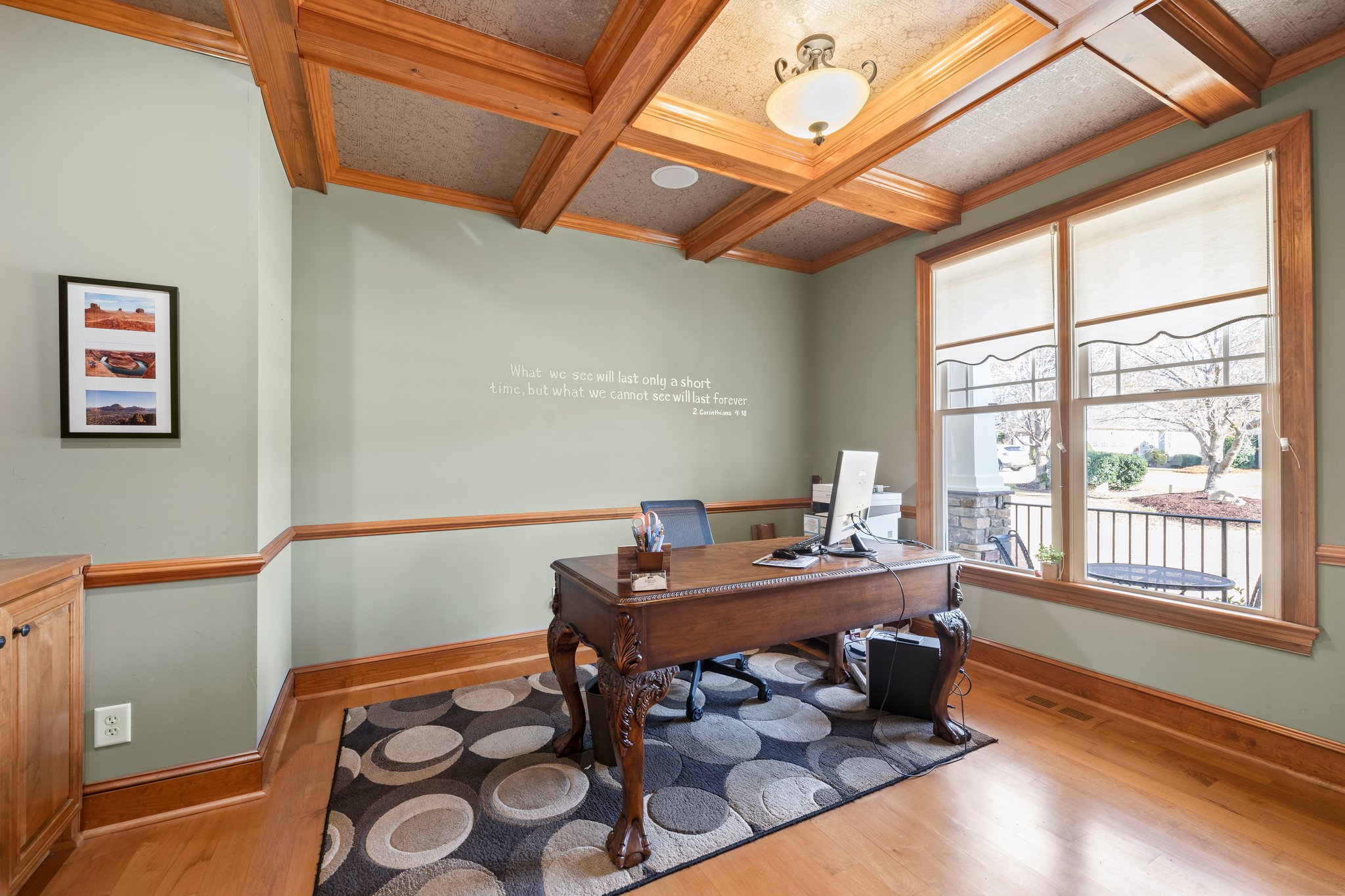 Office with Coffered Ceiling