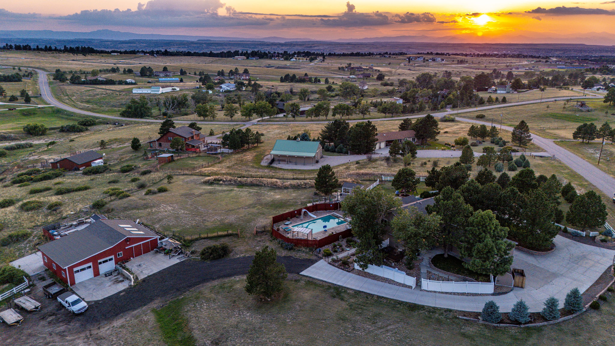 Twilight Views from this Lovely Acreage