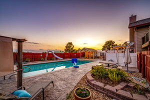 Poolside Flower Gardens & Picnic Table