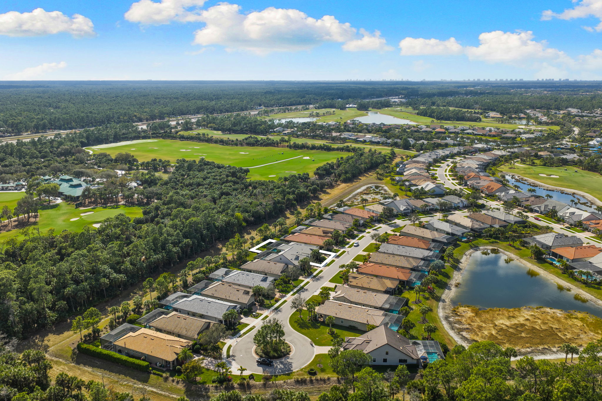 Aerial home and golf course