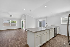 Kitchen, Dining, and Living Rooms