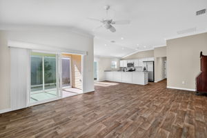 Kitchen, Dining, and Living Rooms