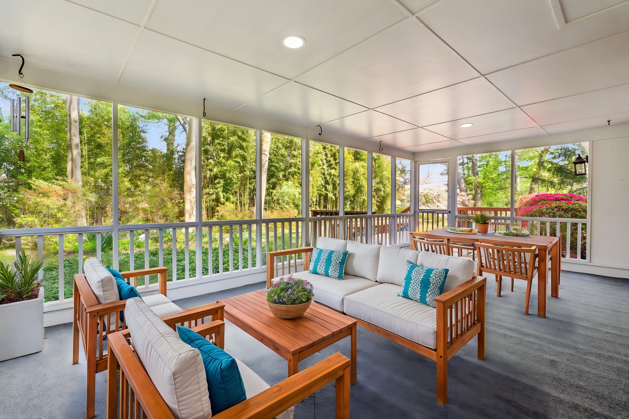 Cheerful Screened-in Porch (Virtually Staged)