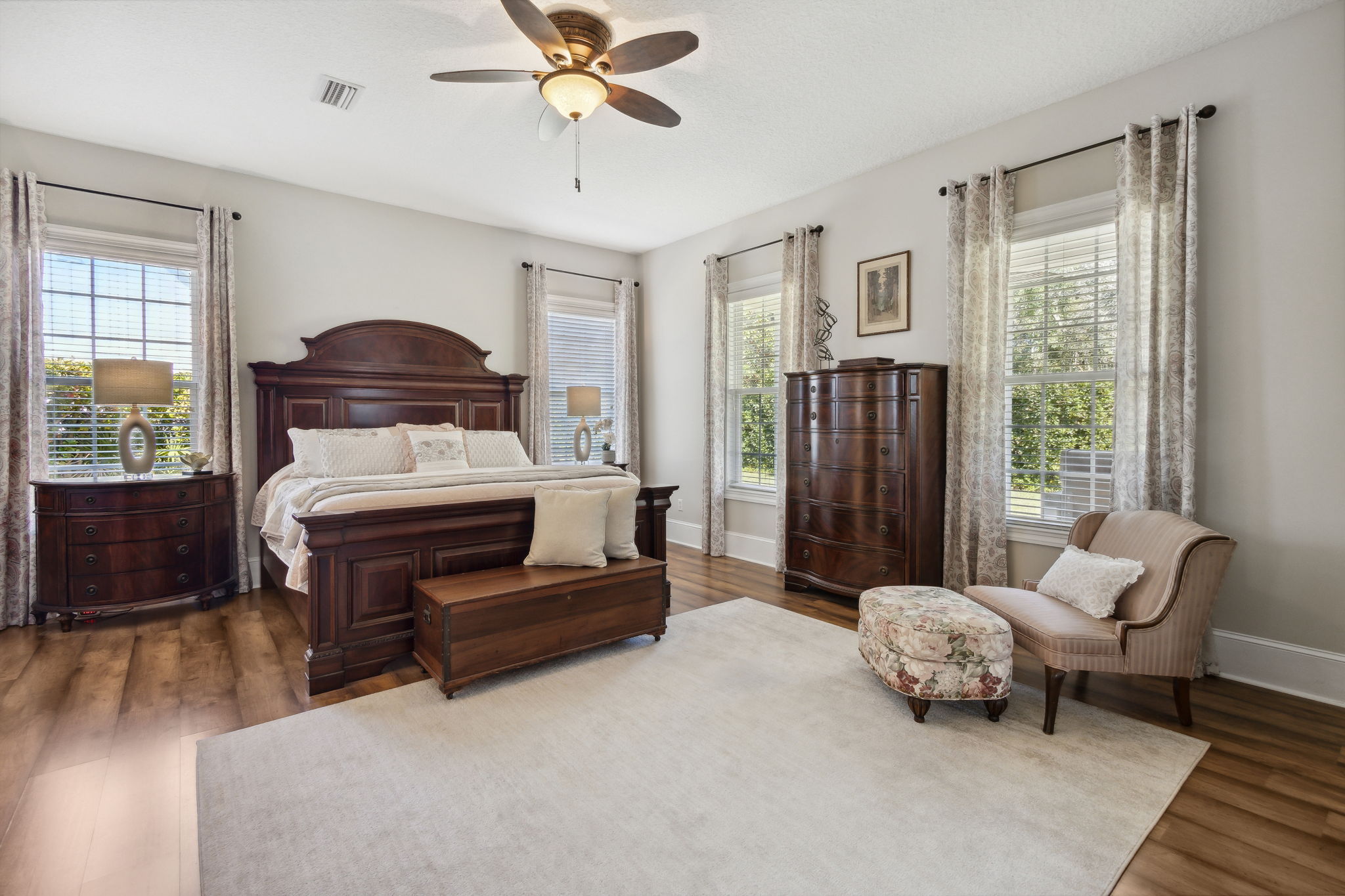 Find the master bedroom tucked away from the other guest bedrooms...