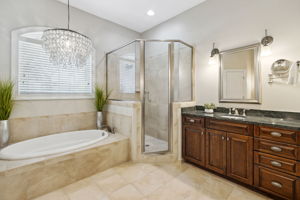 ... a walk-in shower and two generous walk-in closets