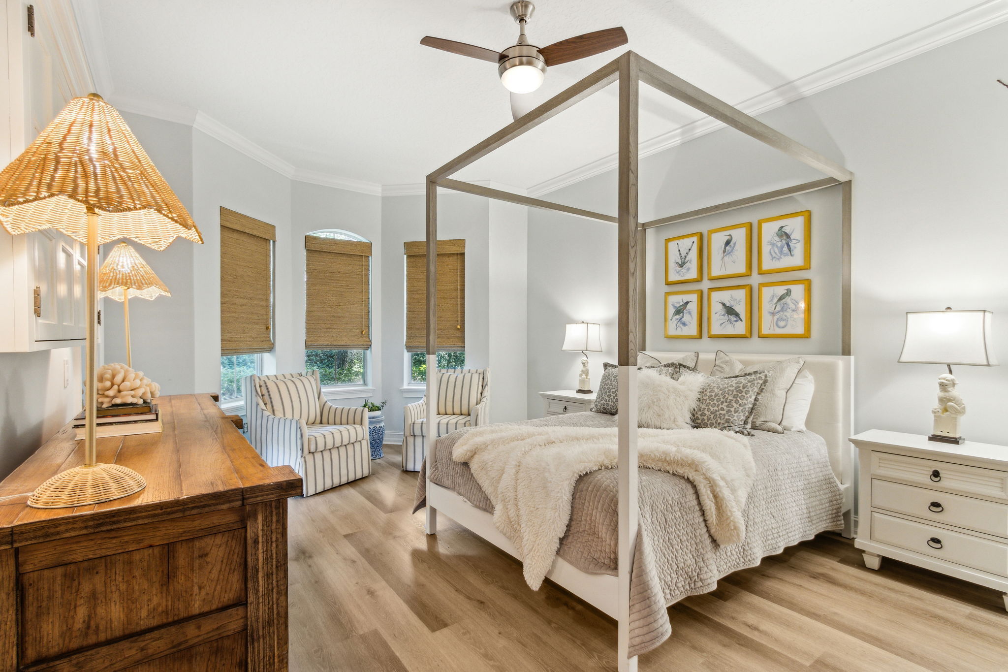 The spacious primary suite is conveniently located on the first floor ...