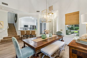 ... with the only carpet—an eye-catching animal print—making a sophisticated and fun statement on the staircase.
