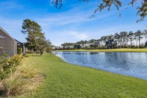 The yard beyond the pool provides additional outdoor space...