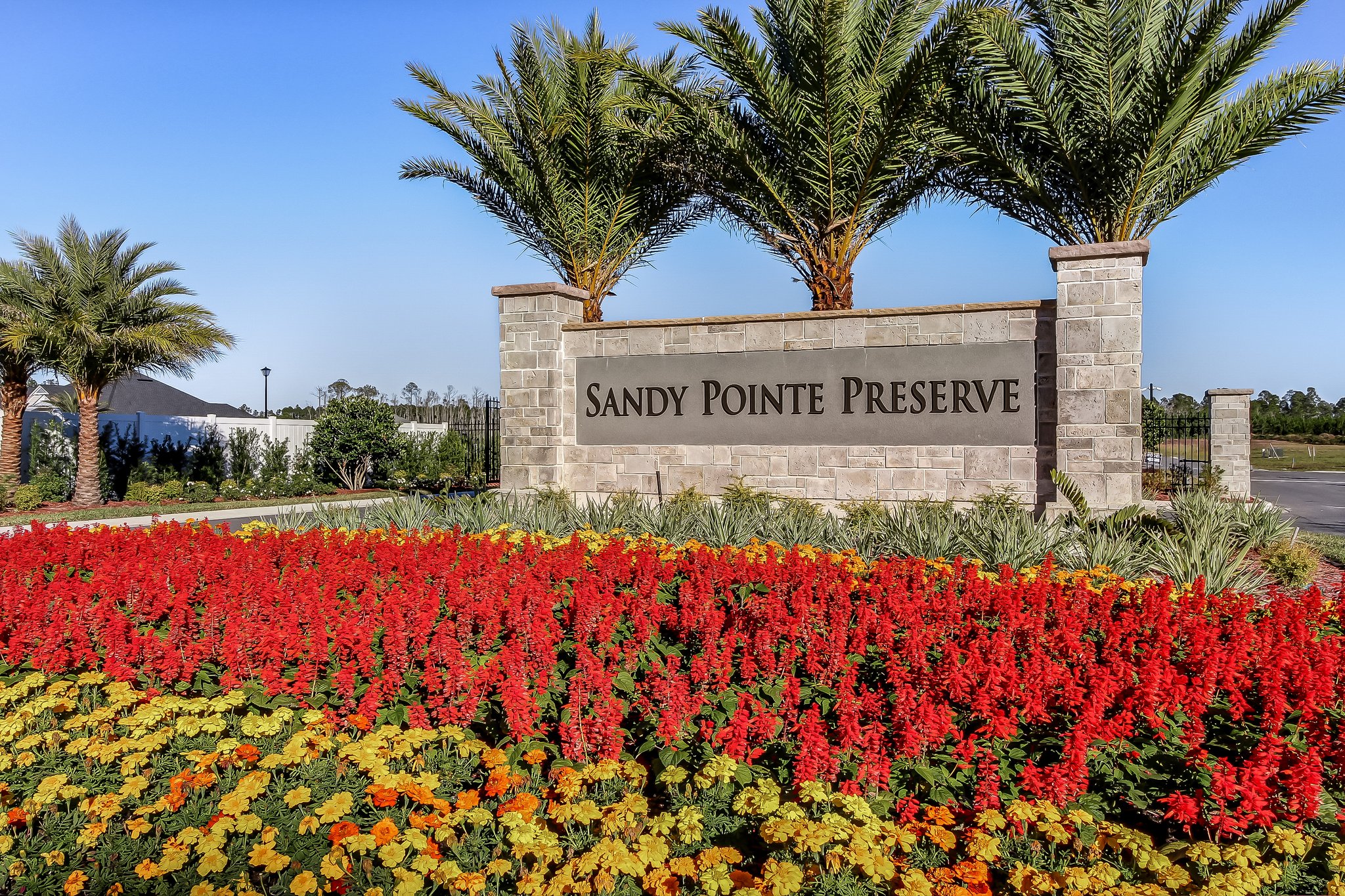 The front entrance is beautifully landscaped