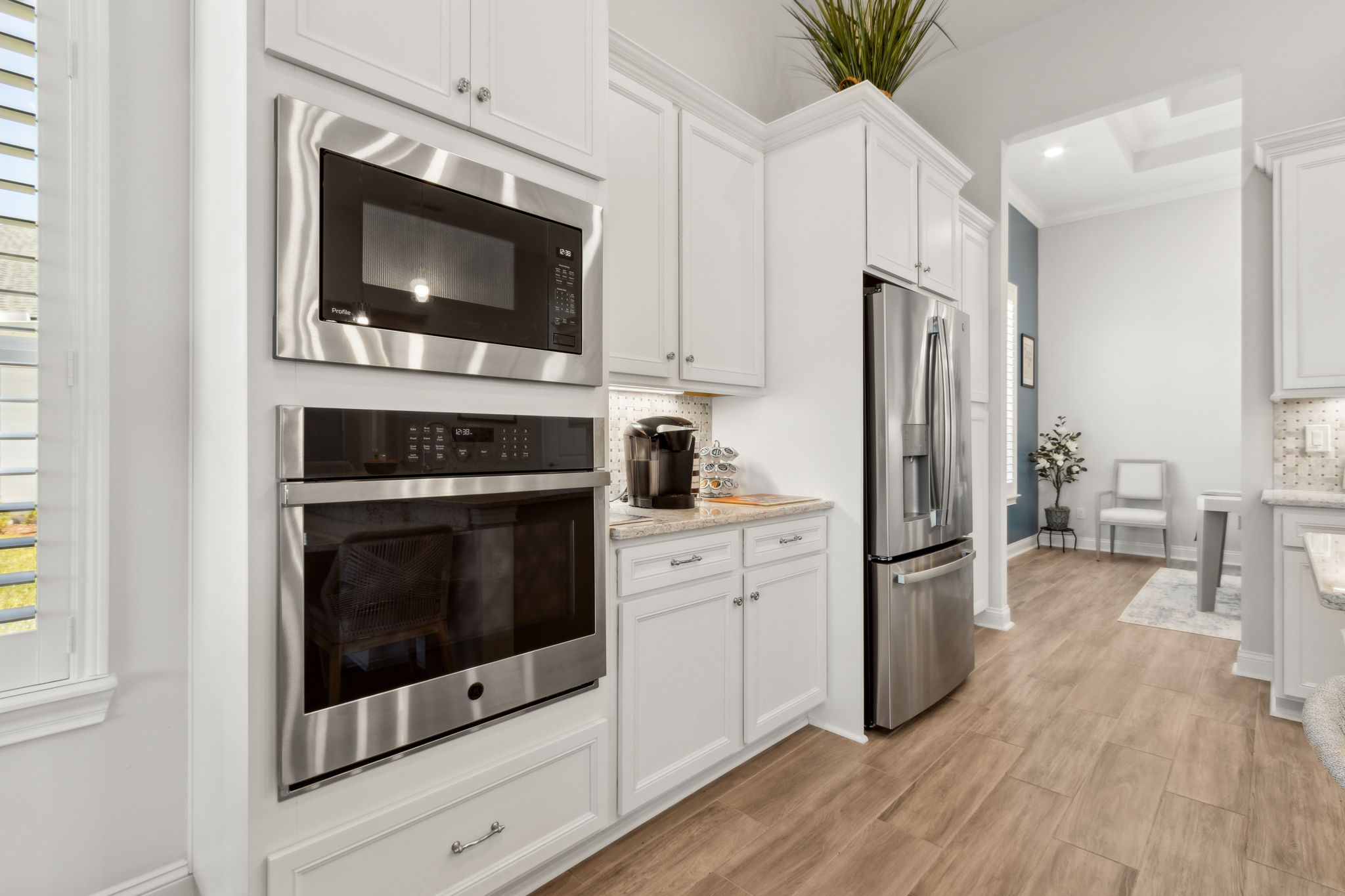 Sleek stainless steel appliances.