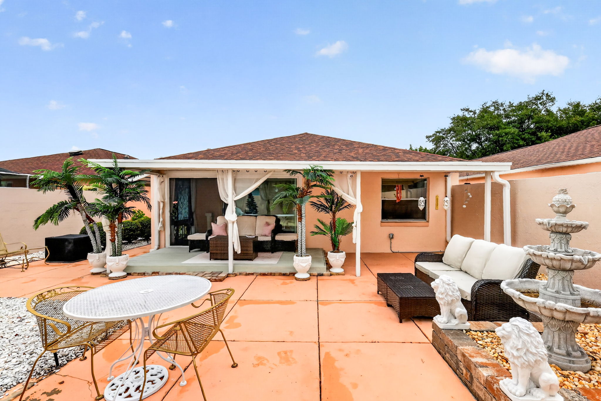 Rear Courtyard with Extended Covered Deck