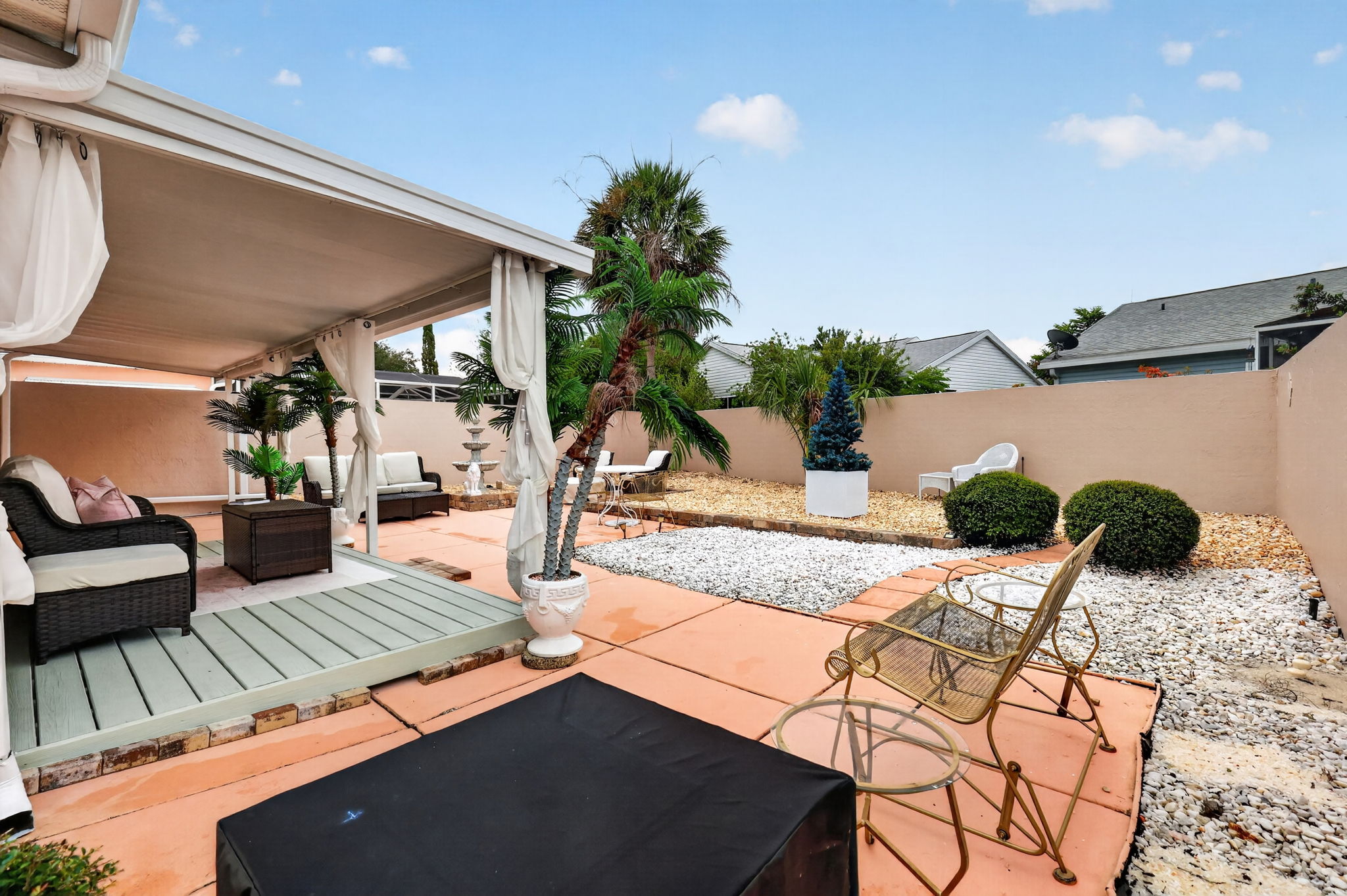 Rear and Side Courtyards with Extended Covered Deck