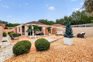 Rear and Side Courtyards with Extended Covered Deck