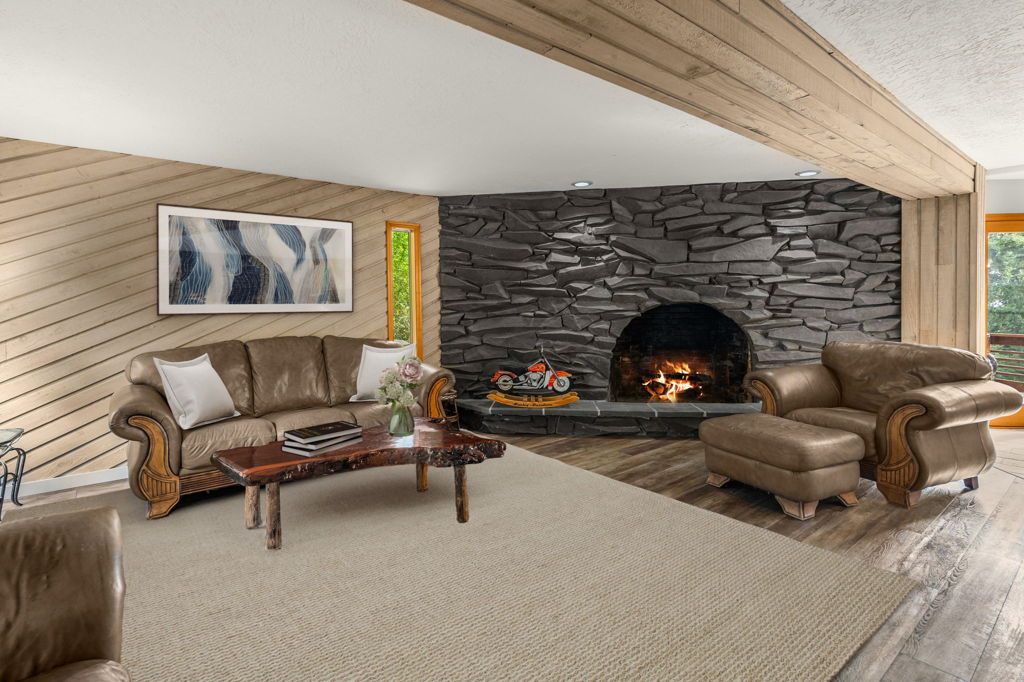 Magnificent wood burning fireplace