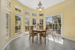 It is an inviting spot for morning coffee, casual meals, and sunrise light.