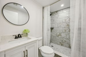 The guest bath is also completely renovated ...