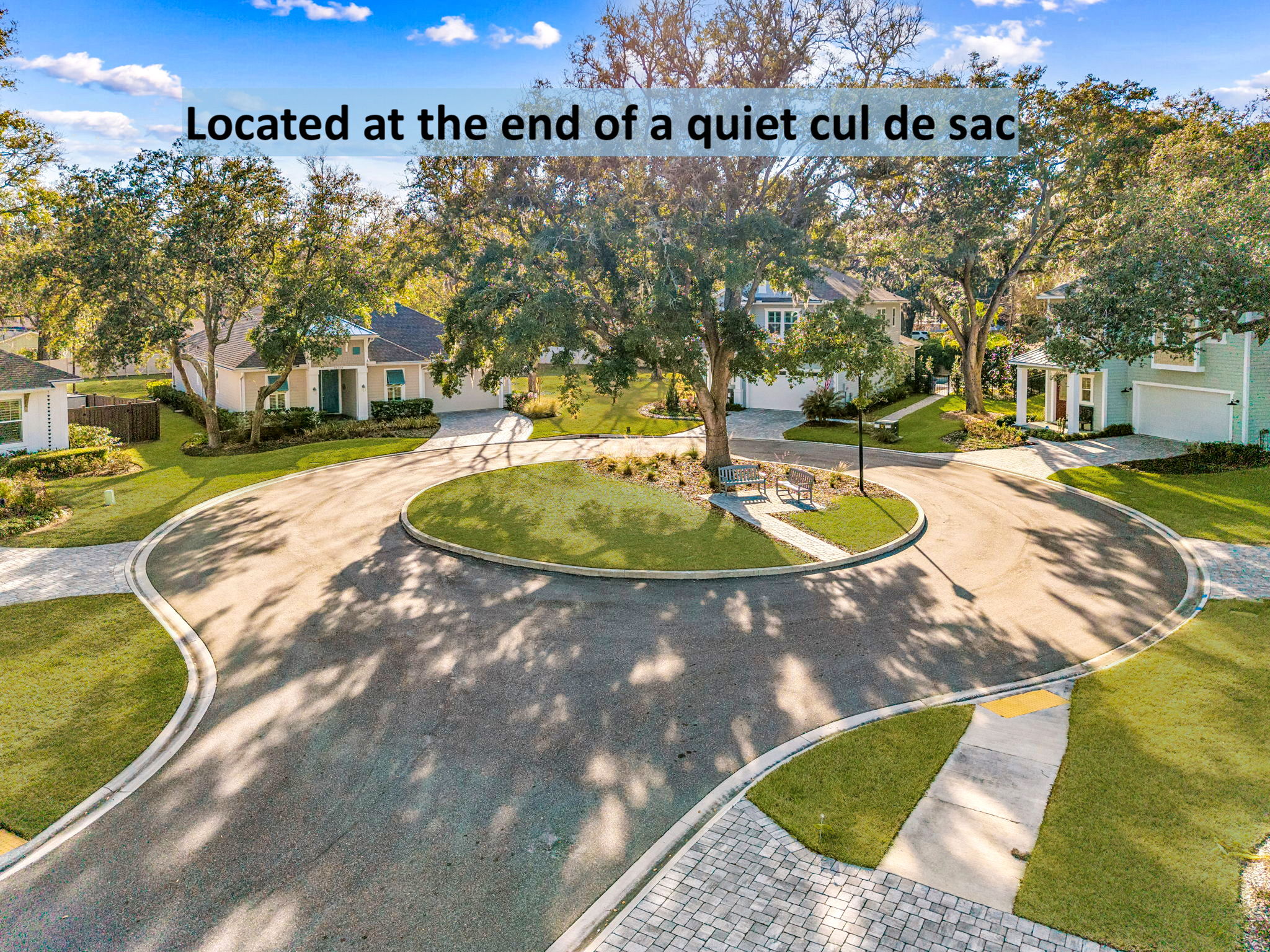 A coveted cul-de-sac setting offering peace, privacy, and limited through traffic
