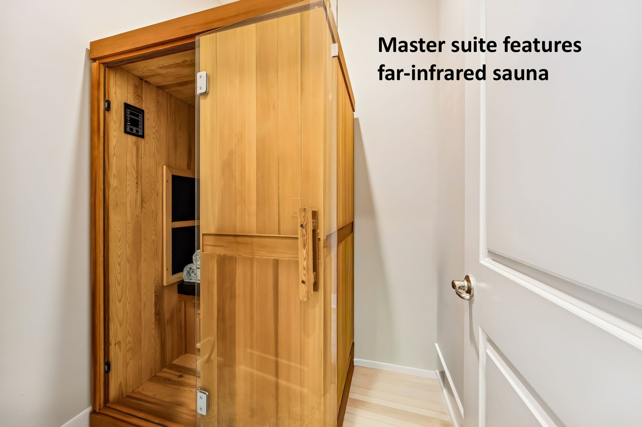 ... while the second houses a two-person far-infrared sauna and can readily be returned to traditional closet space