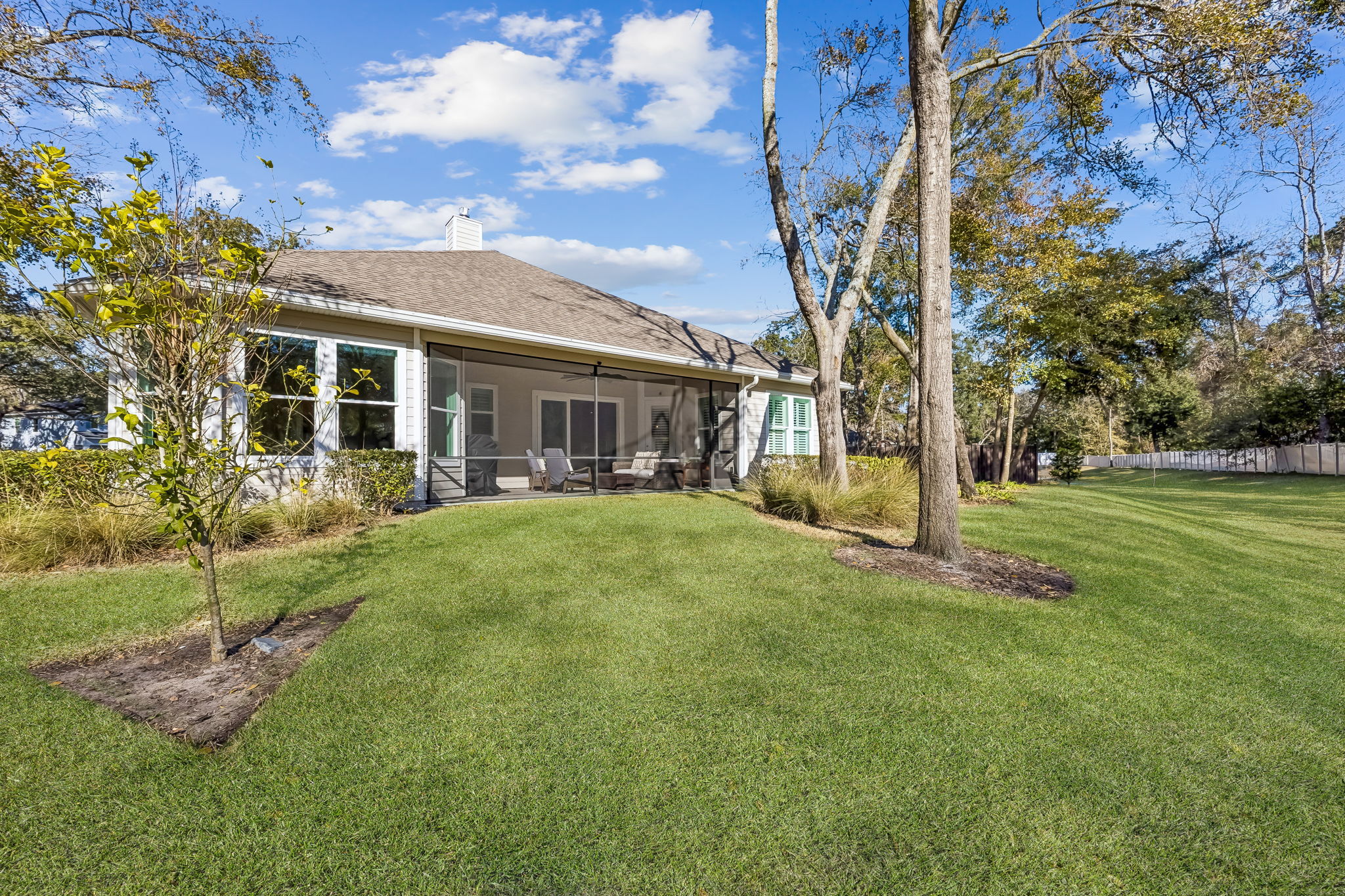 A generously sized backyard provides room for recreation ...