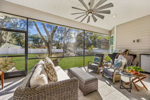 A peaceful screened lanai extends the living space outdoors ...