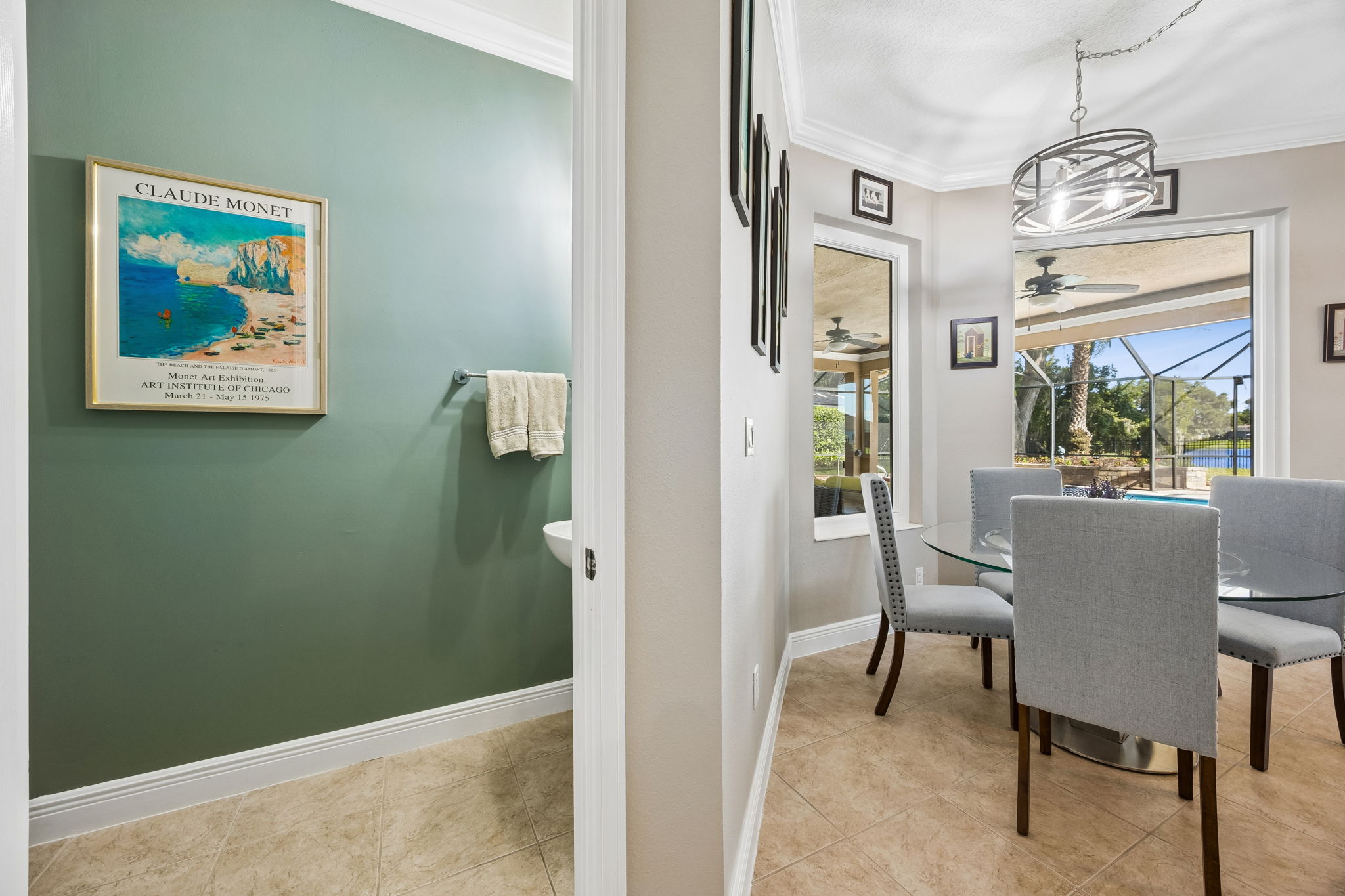 Breakfast Area and Bathroom