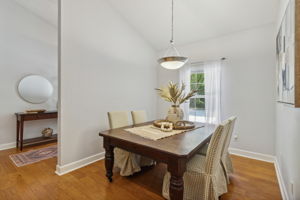 The dining room accommodate tables that seat up to six