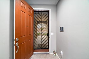 View of decorative metal door from inside