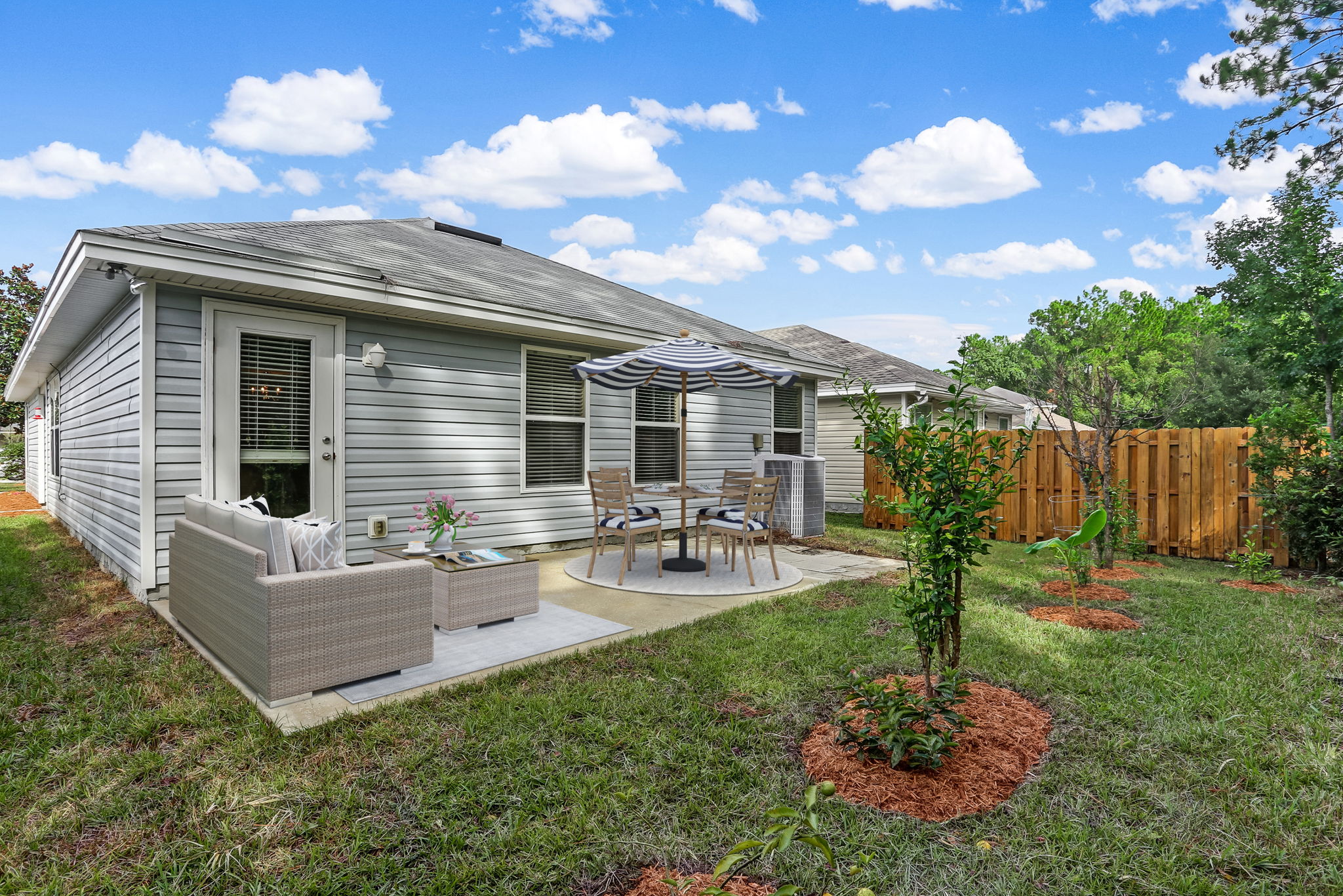 Backyard with open patio