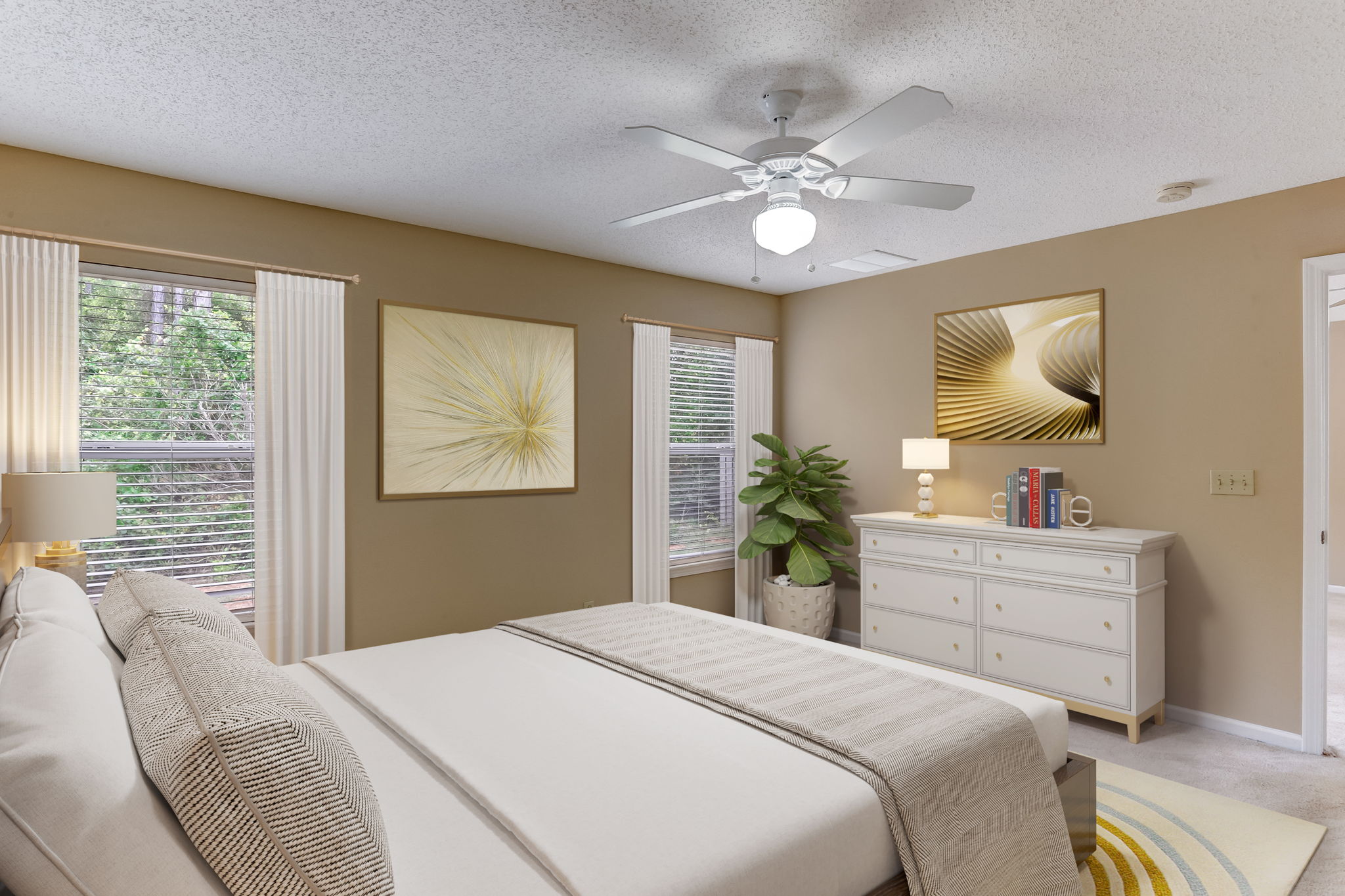 Master bed with lots of light